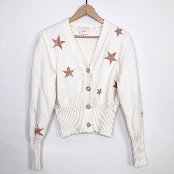 Cinq a Sept large cream embroidered star cardigan - Picture 2 of 10